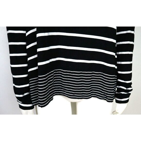 WOMEN'S BLACK & WHITE STRETCH KNIT COWL NECK TOP - WHITE HOUSE BLACK MARKET - M - Picture 2 of 6